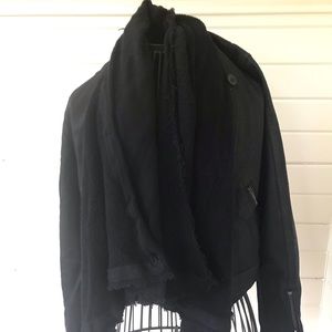 Free People Black Denim Jacket with drape EUC 2